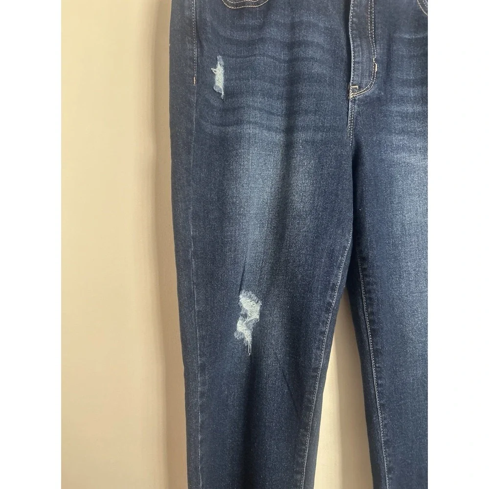 Nicole Miller Women's Blue Jeans Soho Rise Skinny Distressed Legs Size 10